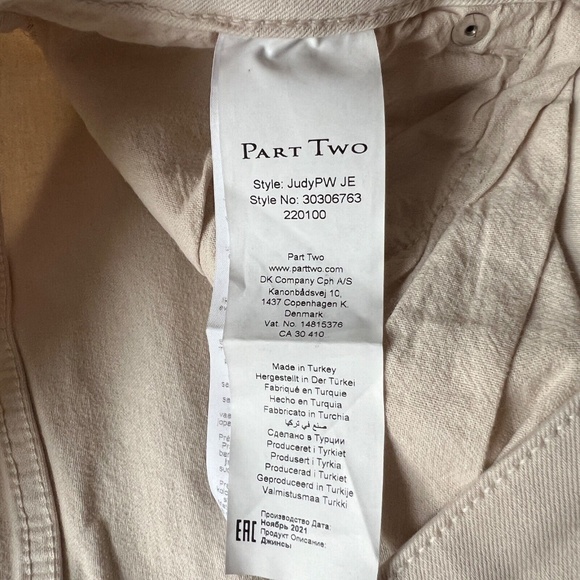 PART TWO Jeans Light Tan Ankle Pants High Waist Straight Leg Size 35"  New NWT - Picture 8 of 10